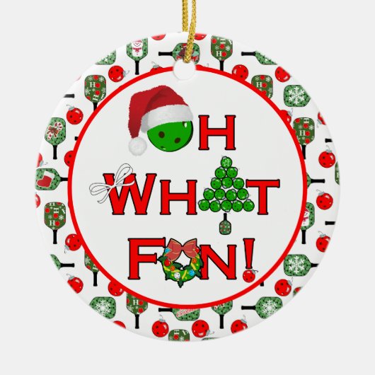 ああ何おもしろいクリスマスピックボールのパドル セラミックオーナメント (正面)