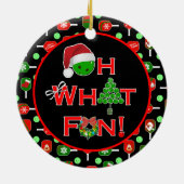 ああ何おもしろいクリスマスピックボールパドルブラック セラミックオーナメント (裏面)