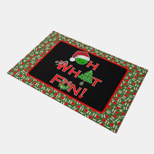 ああ何おもしろいクリスマスピックボール緑と白 ドアマット (アングル)