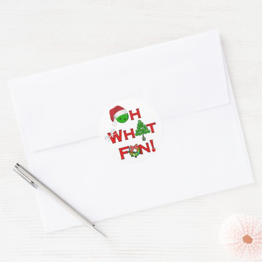 ああ何おもしろいクリスマスピックボール緑と白 ラウンドシール (封筒)