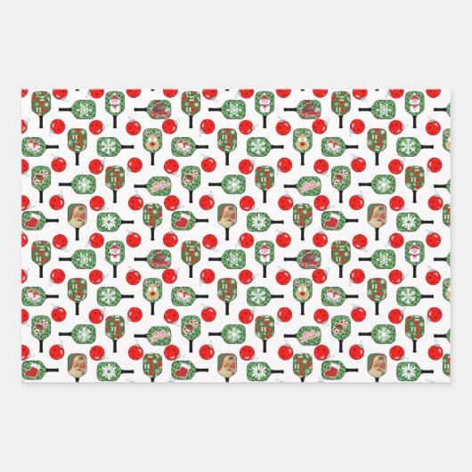 ああ何おもしろいクリスマスピックボール緑と白 ラッピングペーパーシート (正面3)