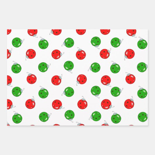 ああ何おもしろいクリスマスピックボール緑と白 ラッピングペーパーシート (正面2)