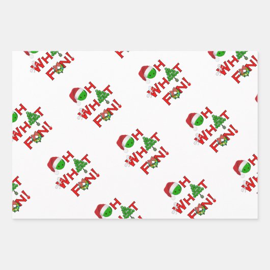 ああ何おもしろいクリスマスピックボール緑と白 ラッピングペーパーシート (正面)