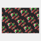 ああ何おもしろいクリスマスピックボール緑と赤 ラッピングペーパーシート (正面)