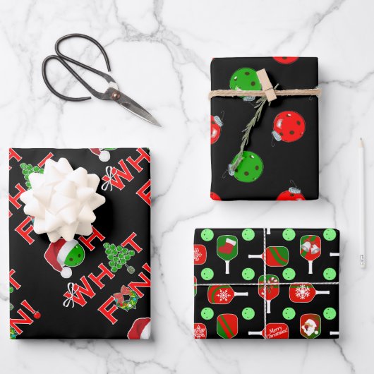 ああ何おもしろいクリスマスピックボール緑と赤 ラッピングペーパーシート (正面)