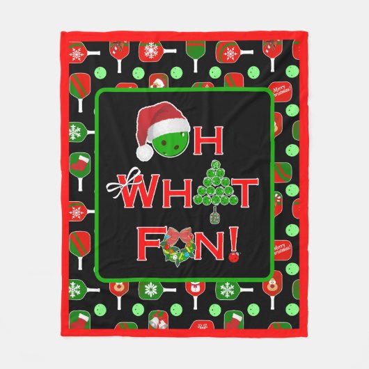 ああ何おもしろいクリスマスピックボール赤と黒 フリースブランケット (正面)