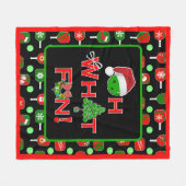 ああ何おもしろいクリスマスピックボール赤と黒 フリースブランケット (正面(横))