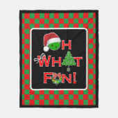 ああ何おもしろいクリスマスピックボール赤グリーンチェック フリースブランケット (正面)