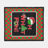 ああ何おもしろいクリスマスピックボール赤グリーンチェック フリースブランケット (正面(横))
