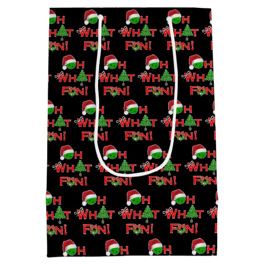 ああ何おもしろいクリスマスピックルボールレッド&ブラック ミディアムペーパーバッグ (裏面)