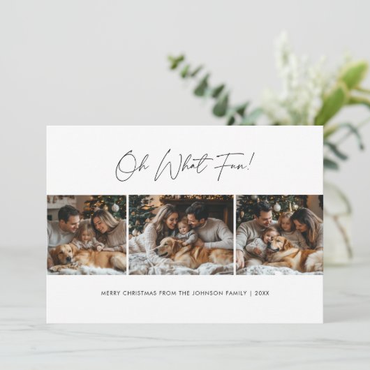 ああ何おもしろいクリスマスファミリーおもしろい写真犬 シーズンカード (スタンド正面)