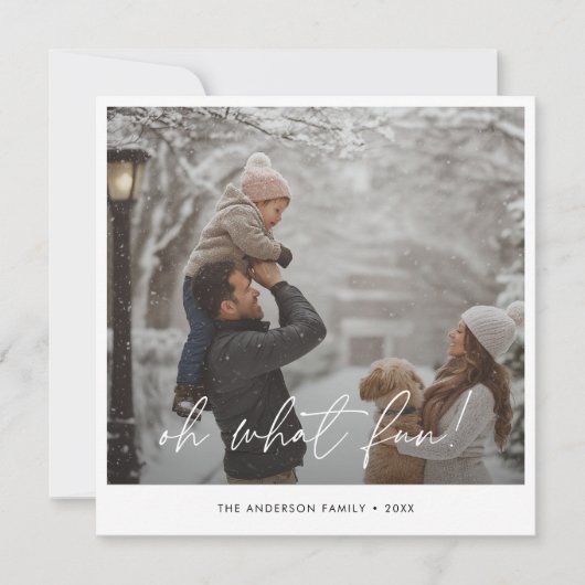 ああ何おもしろいクリスマスファミリーおもしろい雪写真 シーズンカード (正面)