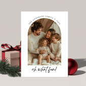 ああ何おもしろいクリスマスファミリーアーチ写真セージ緑 シーズンカード