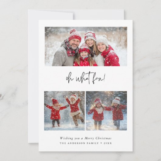 ああ何おもしろいクリスマスファミリーベビーフォトブラウン シーズンカード (正面)