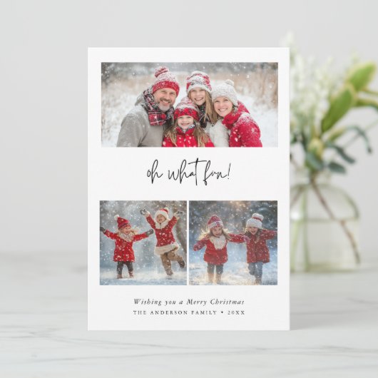 ああ何おもしろいクリスマスファミリーベビーフォトブラウン シーズンカード (スタンド正面)