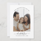 ああ何おもしろいクリスマスファミリーベビー写真ダークグリーン シーズンカード (正面)