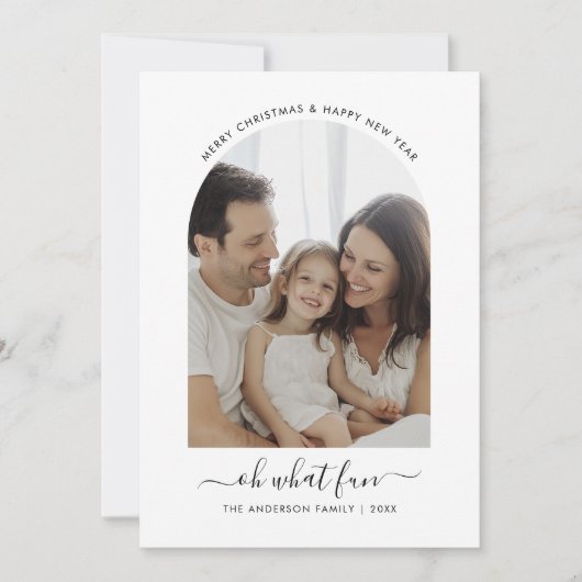 ああ何おもしろいクリスマスファミリーベビー写真ダークグリーン シーズンカード (正面)