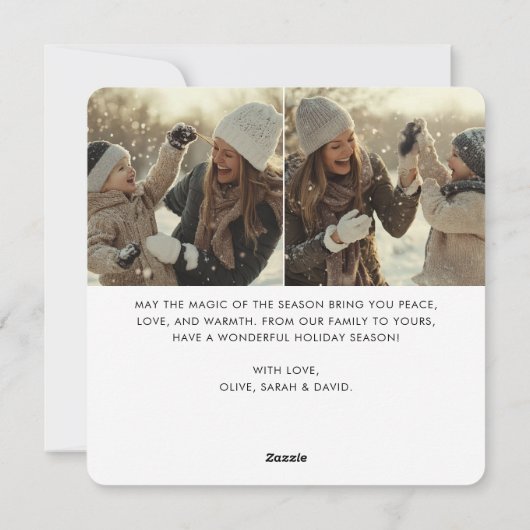 ああ何おもしろいクリスマスファミリーベビー雪写真 シーズンカード (裏面)