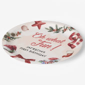 ああ何おもしろいクリスマスファースト誕生日パーティー ペーパープレート (アングル)