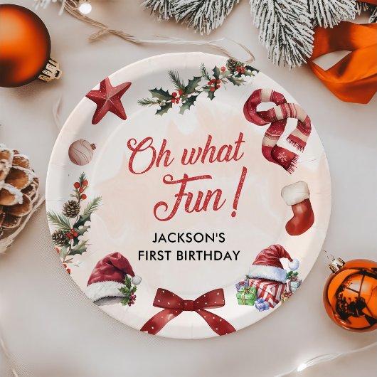 ああ何おもしろいクリスマスファースト誕生日パーティー ペーパープレート