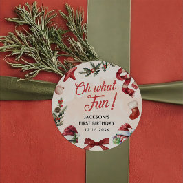 ああ何おもしろいクリスマスファースト誕生日パーティー ラウンドシール