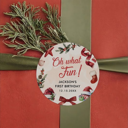 ああ何おもしろいクリスマスファースト誕生日パーティー ラウンドシール