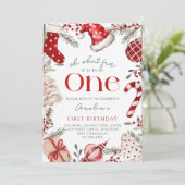 ああ何おもしろいクリスマスファースト誕生日 招待状 (スタンド正面)