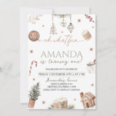 ああ何おもしろいクリスマスファースト誕生日 招待状 (正面)