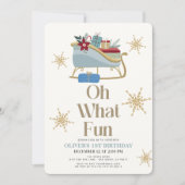 ああ何おもしろいクリスマスブルースそり1st誕生日 招待状 (正面)