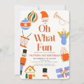 ああ何おもしろいクリスマスホリデイ1st誕生日 招待状 (正面)