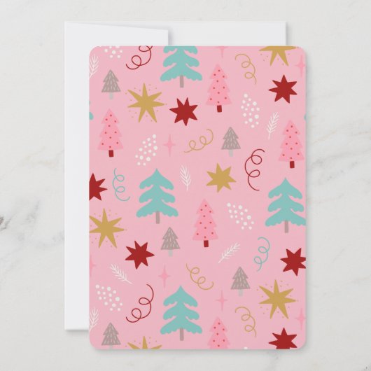 ああ何おもしろいクリスマスモチーフピンク1日 招待状 (裏面)