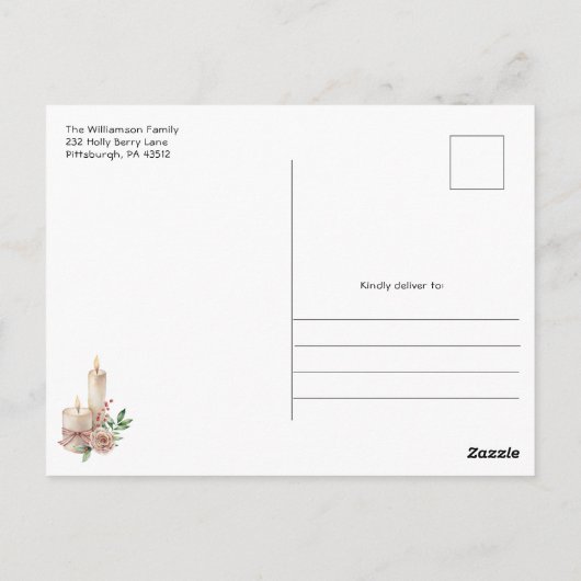 ああ何おもしろいクリスマスリースウッドクリスマスパーティー ポストカード (裏面)