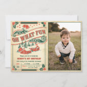 ああ何おもしろいクリスマスレトロヴィンテージ誕生日写真 招待状 (正面)