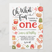 ああ何おもしろいクリスマス1st誕生日招待状 招待状 (正面/裏面)