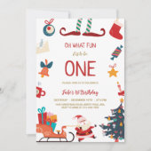 ああ何おもしろいクリスマス1st誕生日招待状 招待状 (正面)