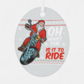 ああ何おもしろいサンタにバイクで乗るって メタルオーナメント (正面)