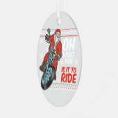 ああ何おもしろいサンタにバイクで乗るって メタルオーナメント (正面左)