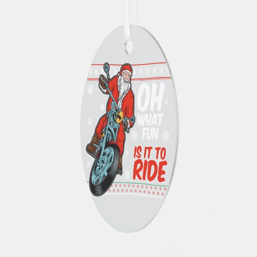 ああ何おもしろいサンタにバイクで乗るって メタルオーナメント (正面左)