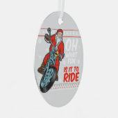 ああ何おもしろいサンタにバイクで乗るって メタルオーナメント (正面右)