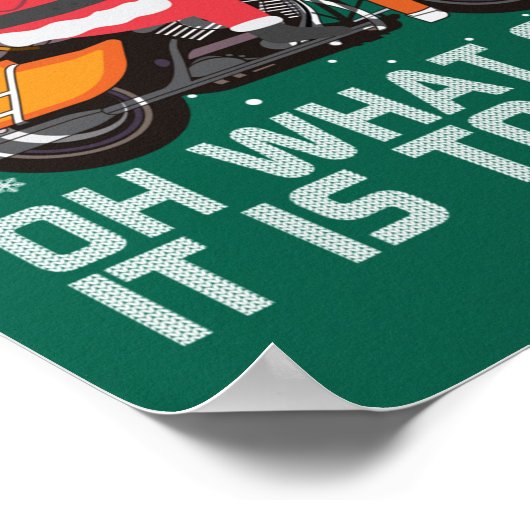 ああ何おもしろいサンタのクリスマスバイクに乗ることだ ポスター (角)