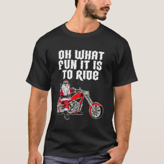 ああ何おもしろいサンタクロースに乗ってバイクに乗るなんて Tシャツ