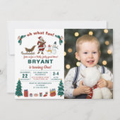 ああ何おもしろいサンタクロース誕生日写真 招待状 (正面)