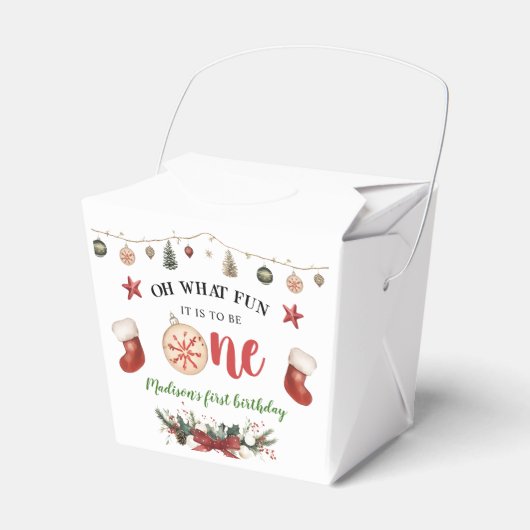 ああ何おもしろいストッキングクリスマスファースト誕生日 フェイバーボックス (正面サイド)