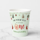 ああ何おもしろいストッキングクリスマスファースト誕生日 紙コップ (正面)