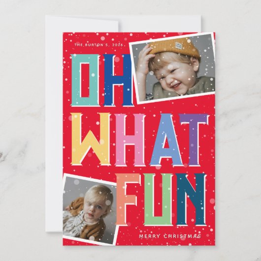 ああ何おもしろいスノーオーバーレイ2写真クリスマス シーズンカード (正面)