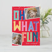 ああ何おもしろいスノーオーバーレイ2写真クリスマス シーズンカード (スタンド正面)