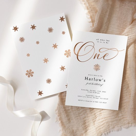 ああ何おもしろいスノーフレーク1st誕生日招待状 案内状