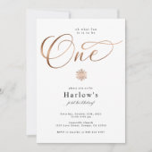 ああ何おもしろいスノーフレーク1st誕生日招待状 案内状 (正面)