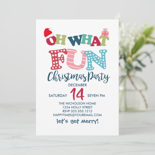 ああ何おもしろいタイポグラフィクリスマスパーティー 招待状 (スタンド正面)