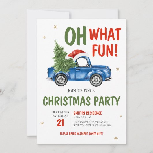 ああ何おもしろいトラックのクリスマスパーティー 招待状 (正面)